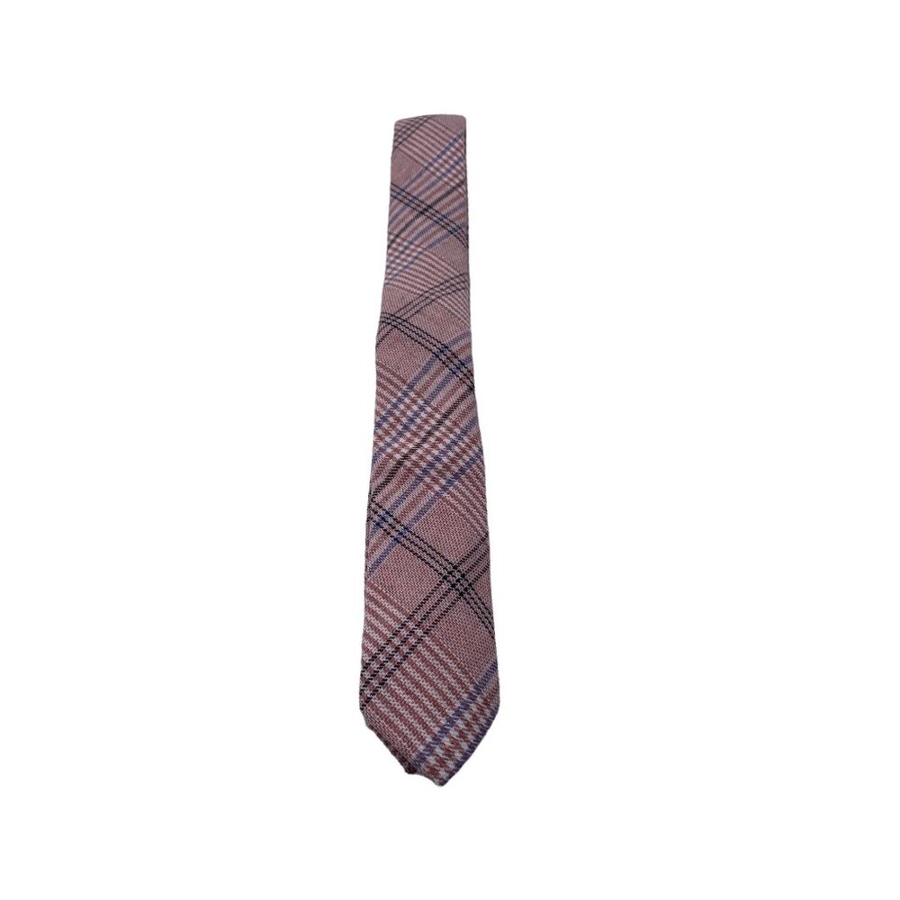 Skinny Tie Madness Mens Plaid‎ Skinny Tie Pink Patch 100% Cotton SKM3225